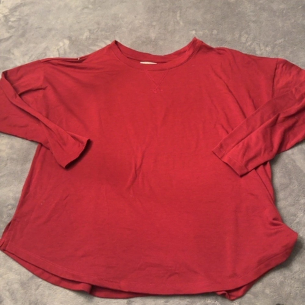 Maurices 24/7 Top Women XL Red Long Sleeve Crewneck Casual Basic Comfortable